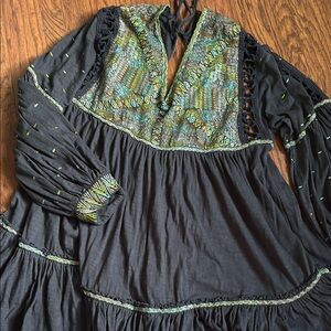 Free People Embroidered Long Sleeve Tunic Dress